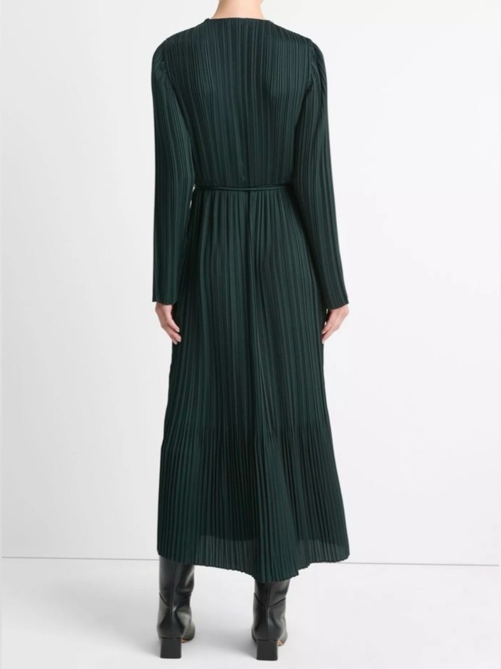 Vince Pleated Satin Long Sleeve Dress Size XS - Picture 2 of 11